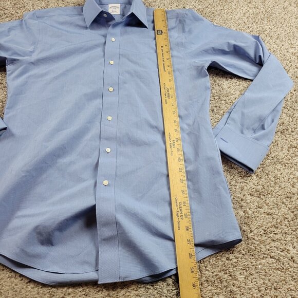 Brooks Brothers Dress Shirt Mens 15 34 Blue Button Up Regent French Cuff Flaw* - Picture 6 of 8